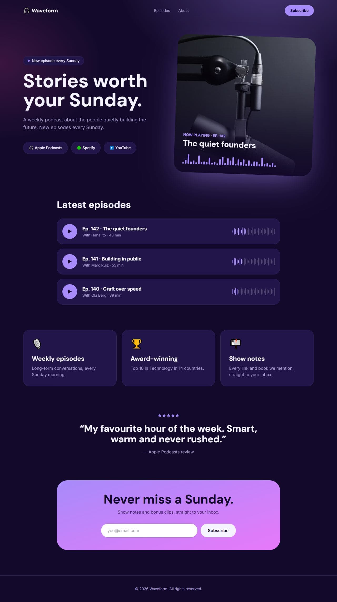 Waveform — Podcast website built with SchemaWebsites